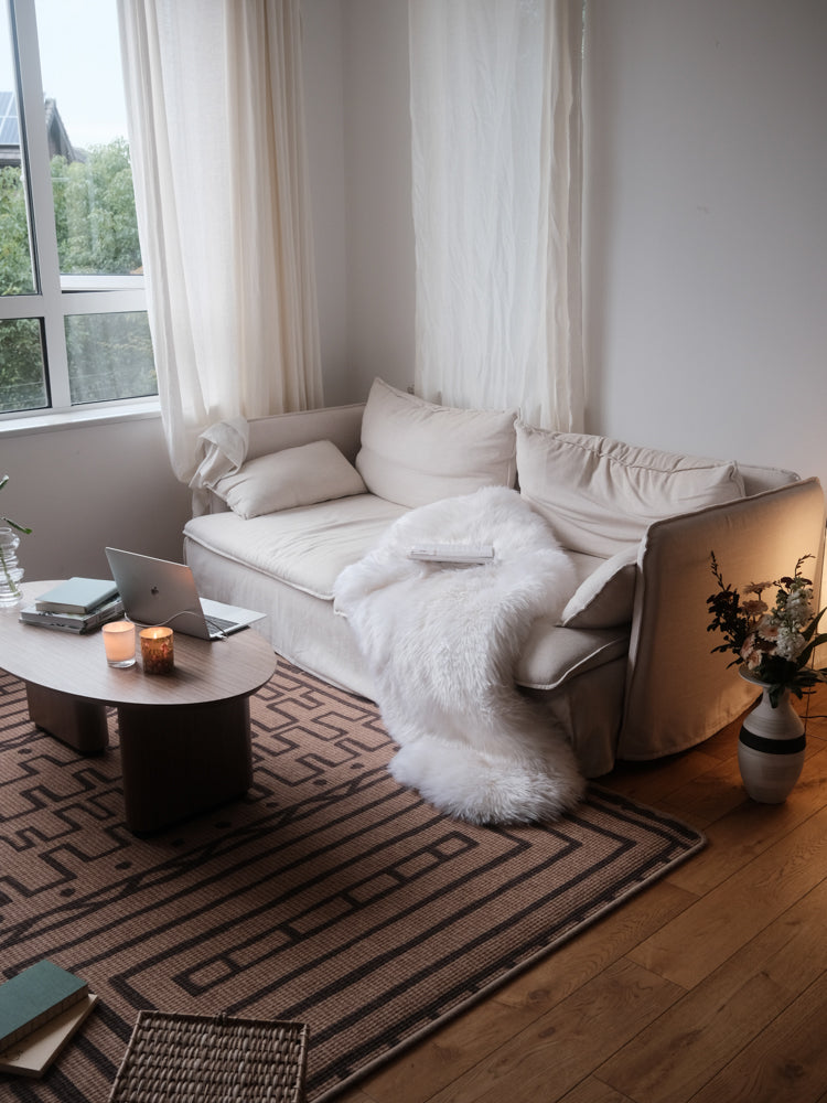 CP099 - Wool + Pure Hemp "Moroccan Series Hand-Woven Imported Corner Sealed Four Seasons Carpet