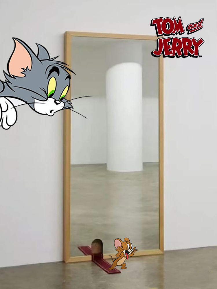 DZ016 - Imported Red Oak Jerry's House Floor Standing Mirror Large Area Try-On Mirror