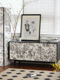 GA008 - Collectible Lacquered Hand-painted COCO Lady Vintage French Side Cabinet "Oriental Dream" Cream Black
