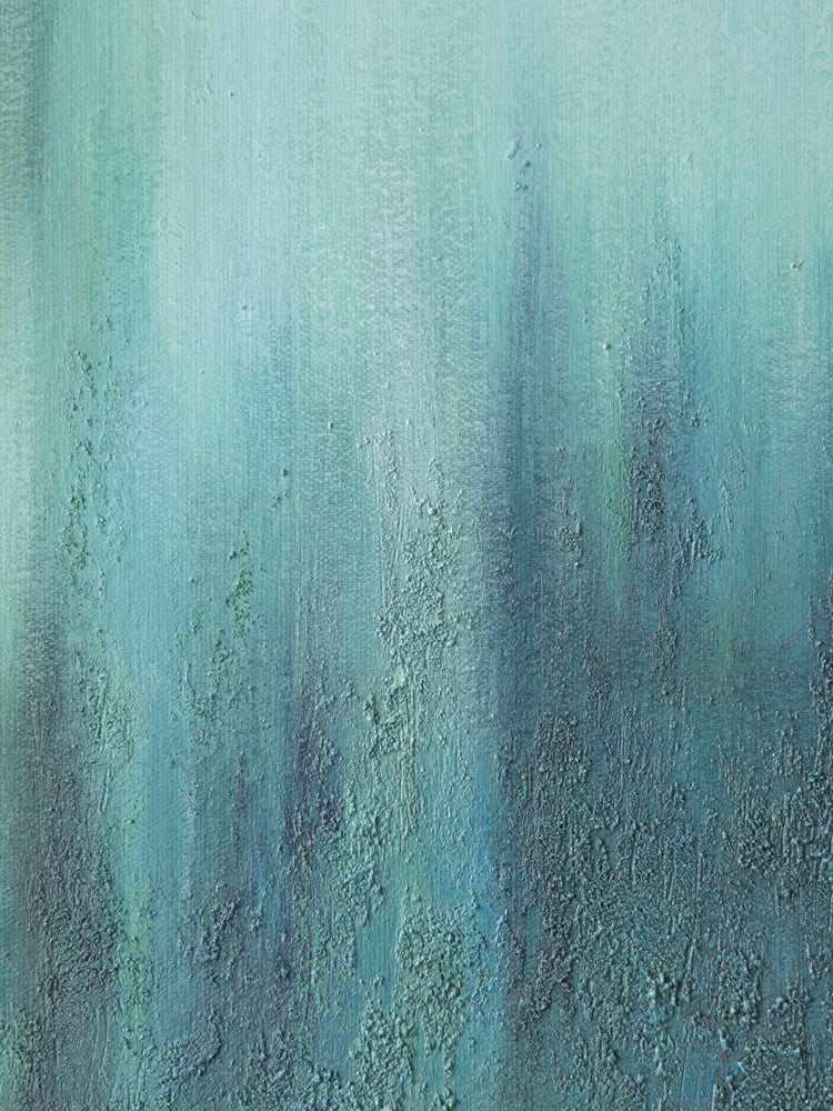 AH235 - Texture Painting "Quiet Lake" Green Modern Abstract Art Living Room Wall Decor
