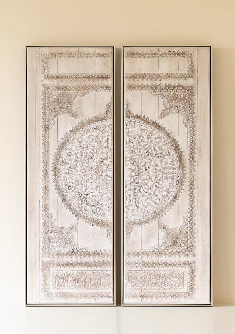 AH207 - Moroccan Vintage Relief Painting "Celebrity Gate" Thick Color Hand-Painted Wall Art