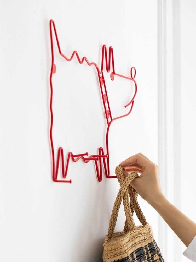 DC310 - Swedish Antique Rare Dog Rack / Minimalist Metal Wall Hanging for Living Room Entryway Desk Decorative Hanging