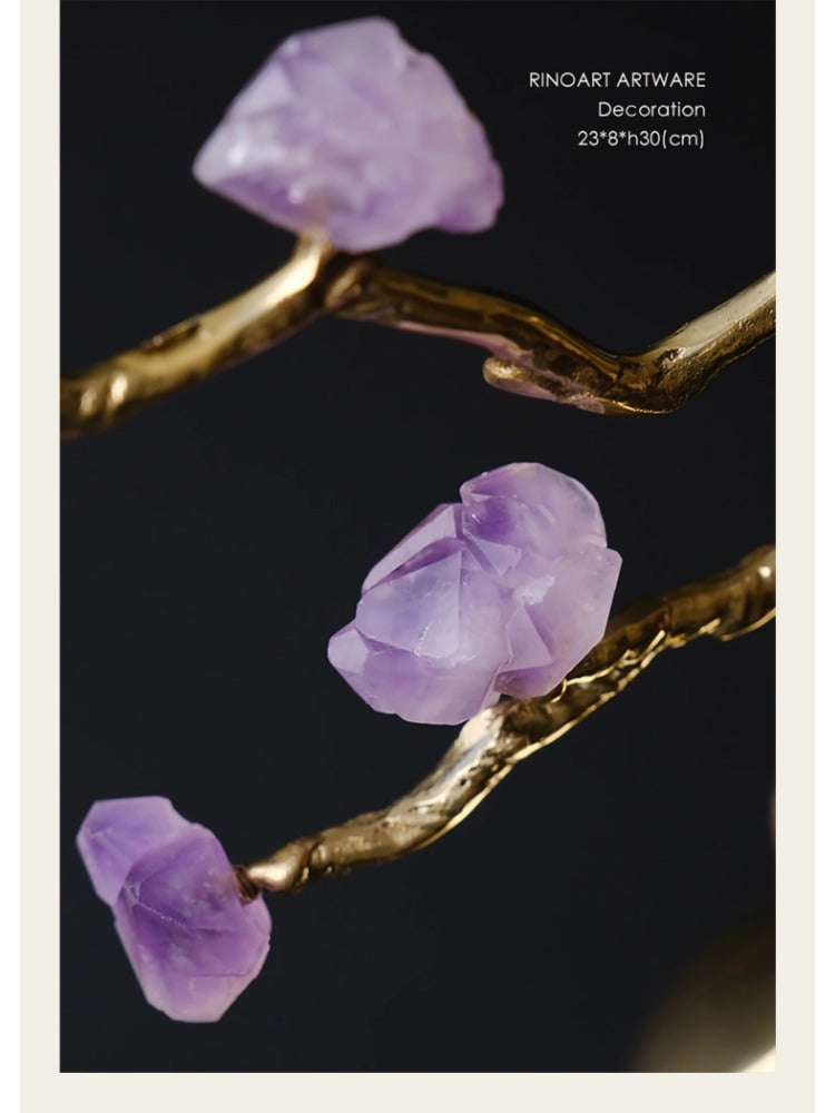 DC116 - New Chinese style copper "Fortune & Prosperity" natural amethyst foyer fortune item housewarming gift