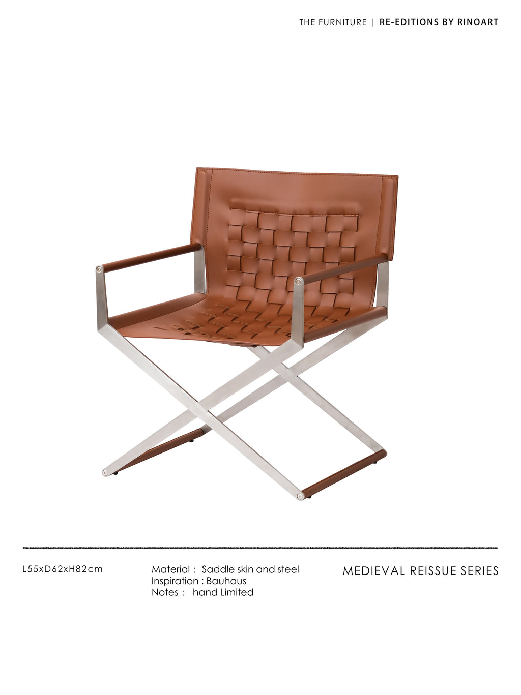 CH062 - BV-Wave 1966: Classic Braided Saddle Leather Armchair, Bauhaus Steel Legs