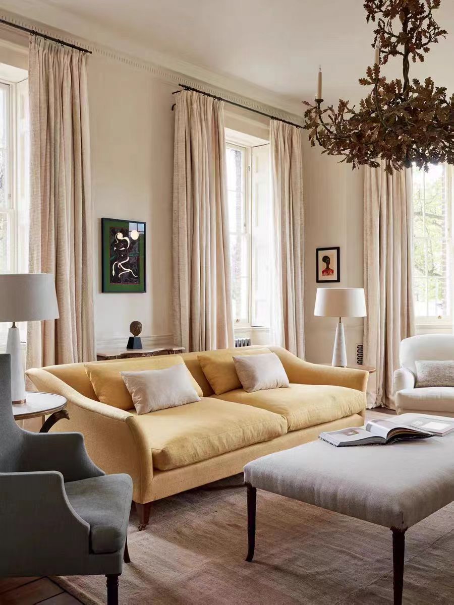 FA016-1 - Curtain Water Ripple Cashmere Series, Opulent Cream High Drape Living Room Bedroom Soundproofing