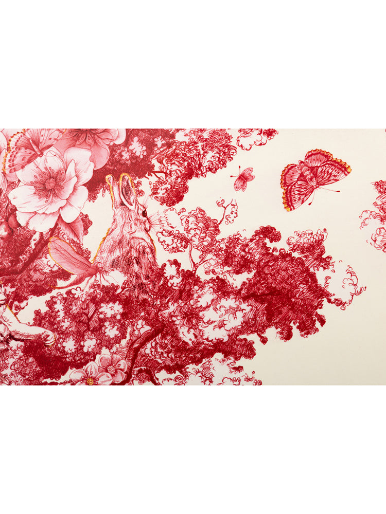 YA037 - Di@R Dutch Series / Eden Garden Ruyi Pattern Hand-painted Birch Solid Wood Mobile Side Table