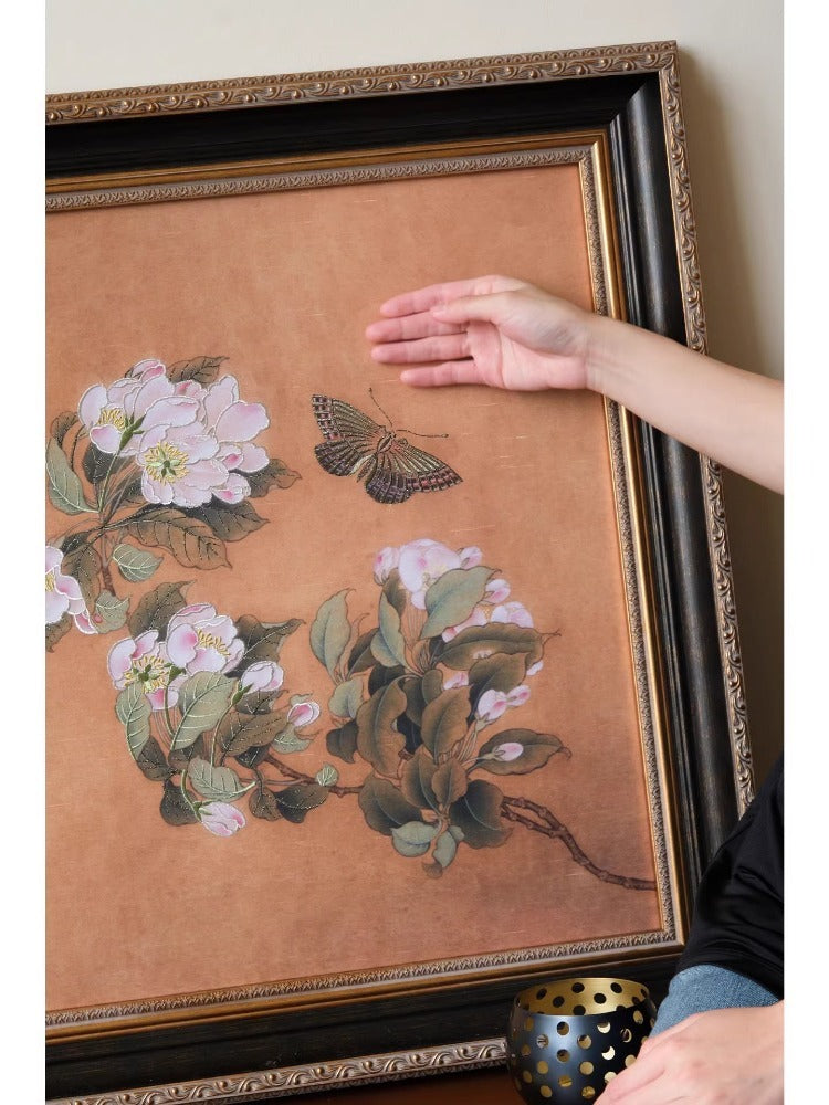 AH172 - 3D Embroidered Butterfly "Spring Is Coming" Antique Frame Art