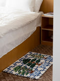 CP122 - Oriental Good Meaning "Release of Pine" Hand-painted Ink Blue Carpet Bedside Entrance Mat