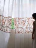 FS007 - Herm@s Artistic Embroidery Soft Light Sheer Curtains Translucent Living Room Bedroom Floor-to-Ceiling Curtains