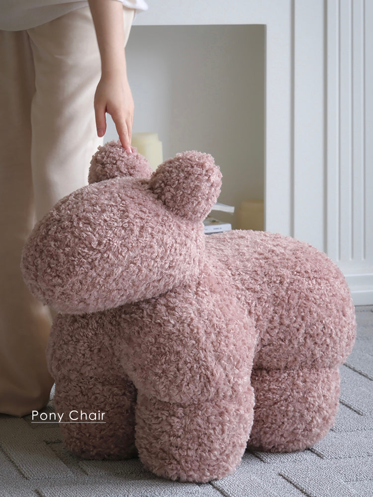 CH042-1 (Pink) - Vintage Limited Edition: Pony Chair in Purple, Mumbai-style, Woolly
