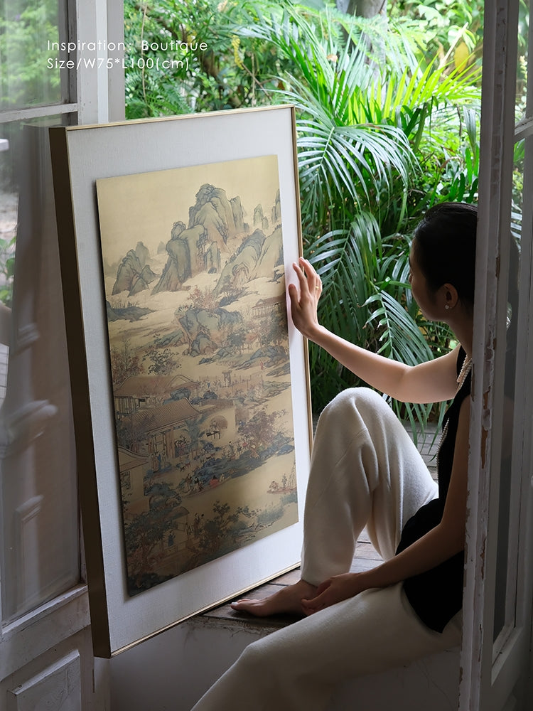 AH206 - Private Collection! Brass Carving "Twelve Scenes · Autumn" 3D Landscape Art