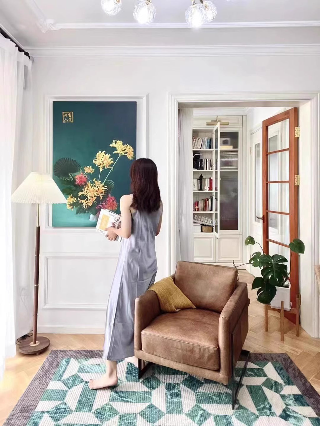 AH144 - Hand-painted Oil Painting "Wealthy Idle Person" Realistic Flowers