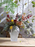 DC185 - Frosted Embossed Crystal Glass! French L@lique "Collection Silver Lotus" Vintage Vase