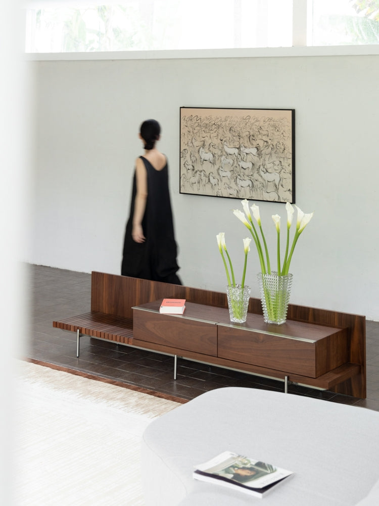 GA032 - Denmark Oak Chevron Side Table / Module Double-layer Storage Shelf Bookshelf Foyer Table Side Table