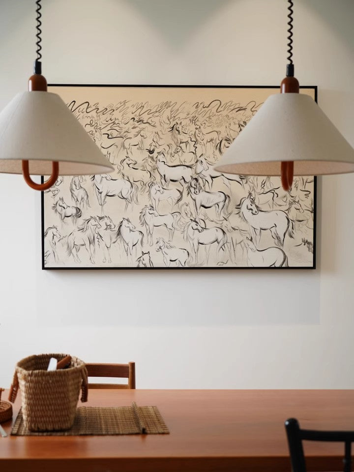 AH234 - Hand-Painted "Success with Horses" Modern Living Room Wall Art