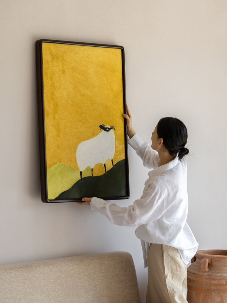 AH242 - New Chinese Style "Joyous Sheep" Good Luck Living Room Wall Art