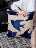 BD067 - Genuine Cowhide from Ruonai! "Klein Blue/Peace Dove" Hand-Sewn Leather Pillow