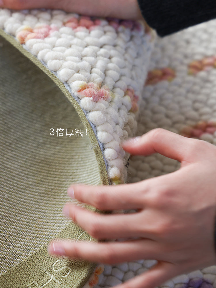 CP115 - 3 Times Thick! New Zealand Large Popcorn "Wool + Cashmere" "Color Plant Dyed Carpet