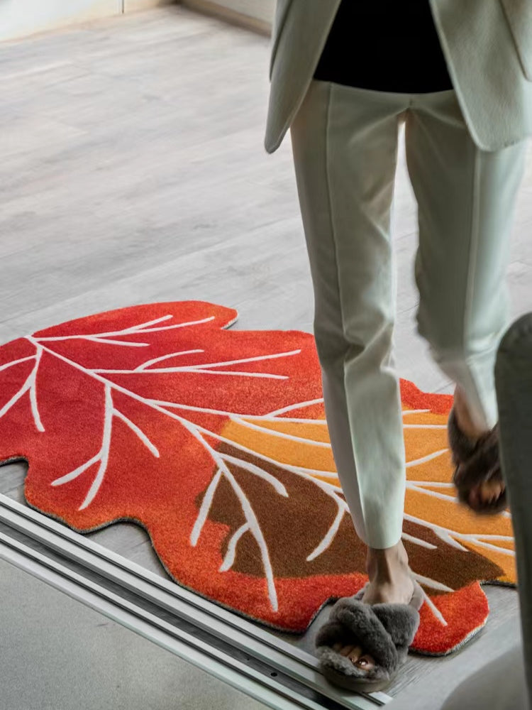 CP056 - "Vancouver Red Maple" Leaf Carpet Multi-purpose Carpet Bedside Carpet Bathroom Door Mat Mirror Carpet Entrance Mat