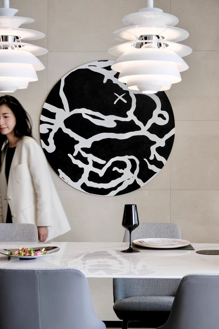AH142 - Stylish Dining Room Art "Black and White Coordinates" Abstract