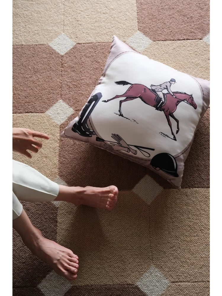 BD054 - Silk Feel "Royal Racehorse" Pillow: Rare Gray Pink