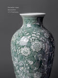 DC230 - Oriental Paris / Sky Green Jade Grisaille Hand-painted "Twin Branches" Color Porcelain Vase Decoration