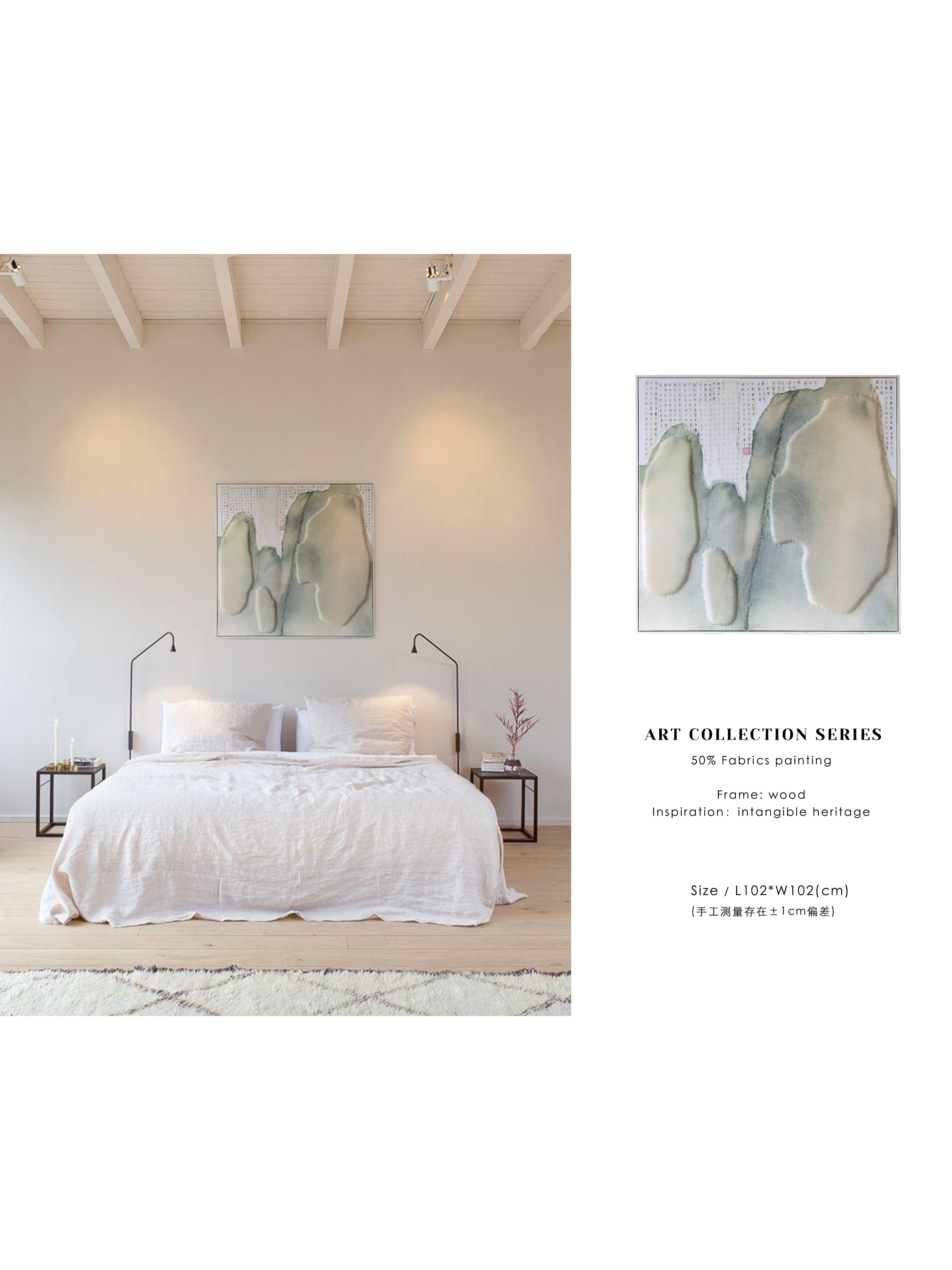 AH187 - Intangible Cultural Heritage Art! Handmade "Green Mountain" Soft Wall Art