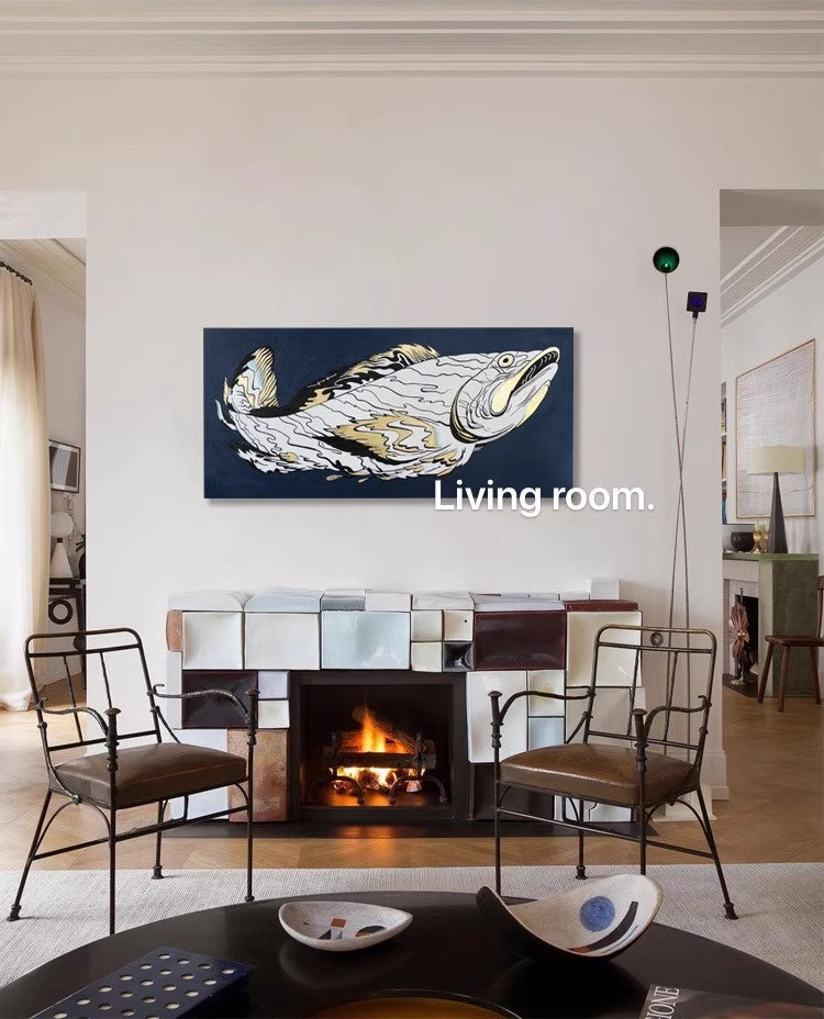 AH106 - Japanese "Furifushi" Floating Life Hand-painted Big Fish Wall Art