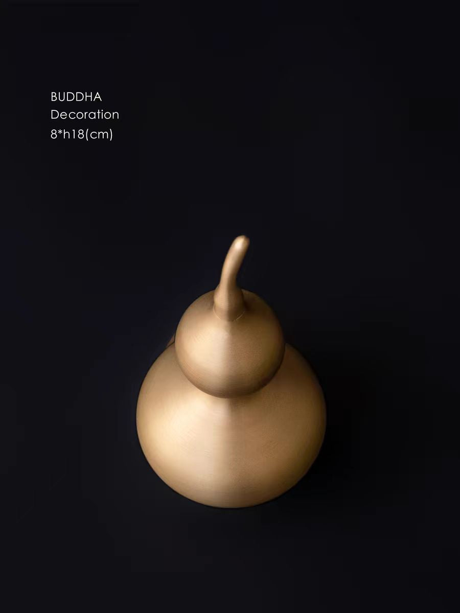 DC070 - Real brass Indian handmade "Fortune & Prosperity" golden gourd desktop branch flowerpot foyer fortune item