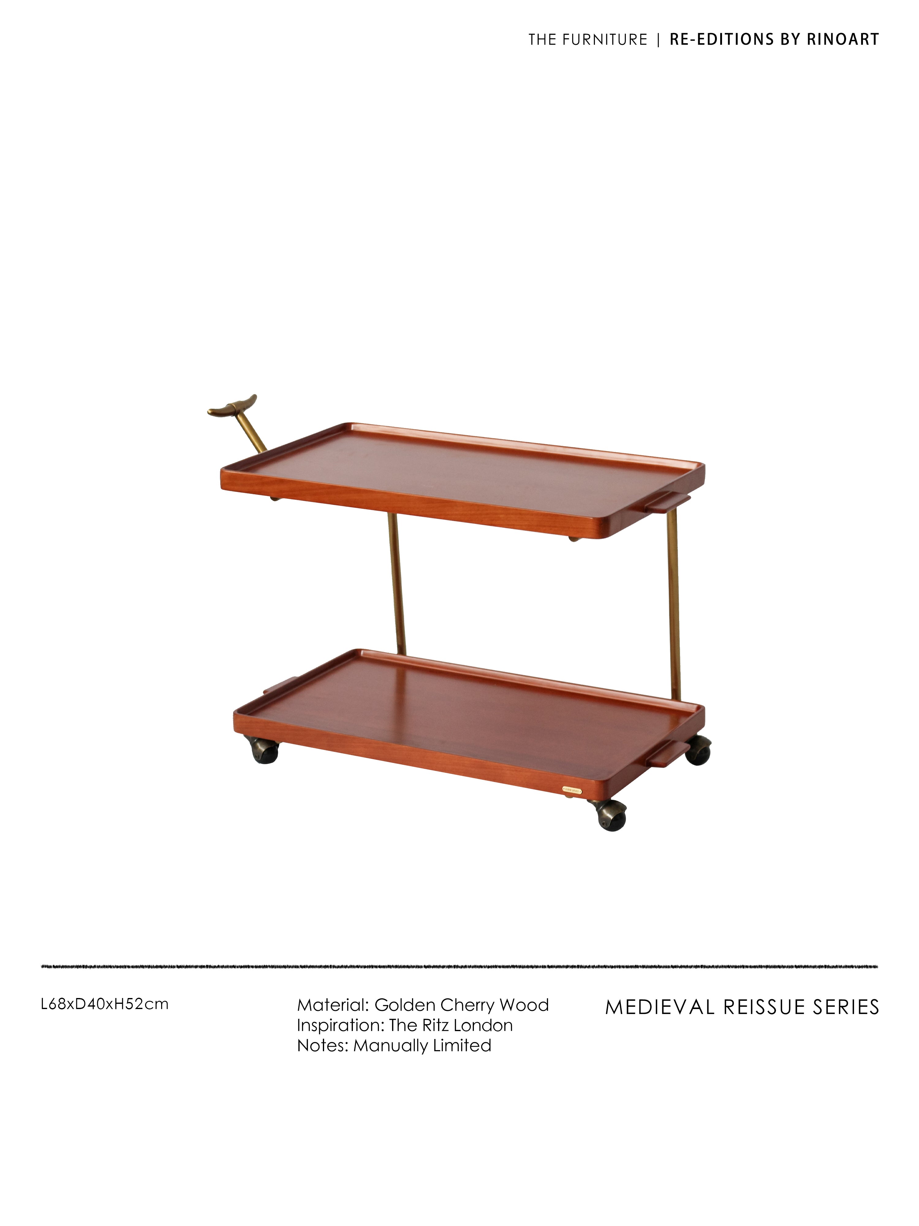 YA012 - Exclusive Amber "Southwest Oak" Vintage Small Cart: Lightweight Side Table, Versatile Dining Cart, Storage