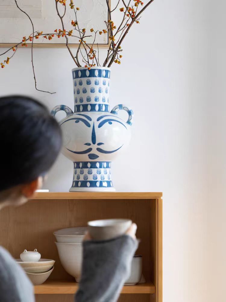 DC290 - Home Decor Ancient Greek Amphora "Double-eared Bottle" Jingdezhen Hand-painted Porcelain Vase Entrance Living Room Decoration
