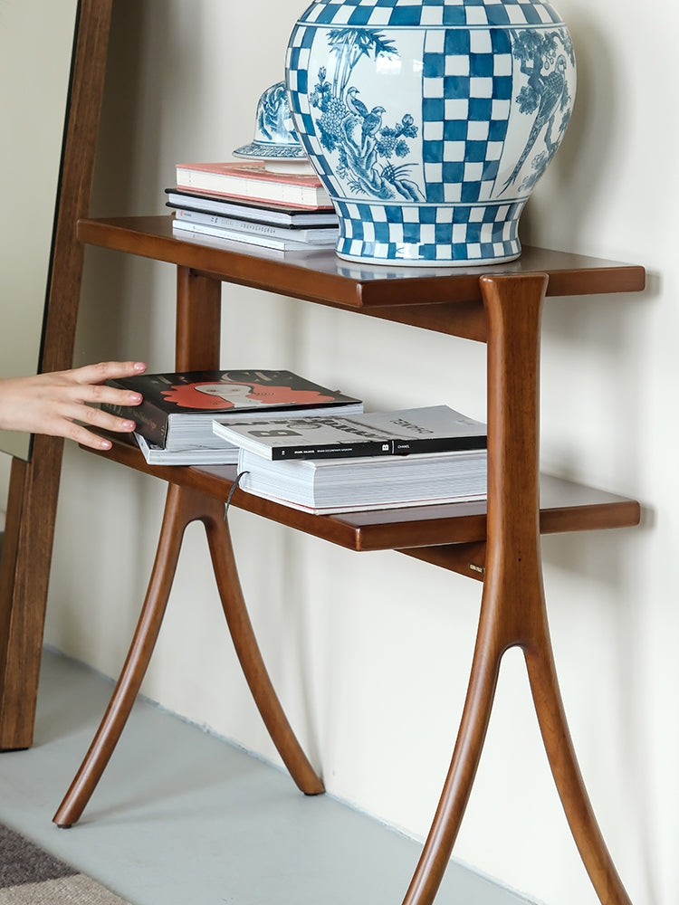 YA021 - Denmark Herringbone Side Table Central Island / Module Double-layer Storage Shelf Bookshelf Foyer Table Side Table