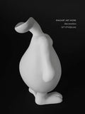 DC218 - Home Danish pottery artist "Happy Rabbit" hand-made extrusion vintage white sculpture foyer side living room ornament