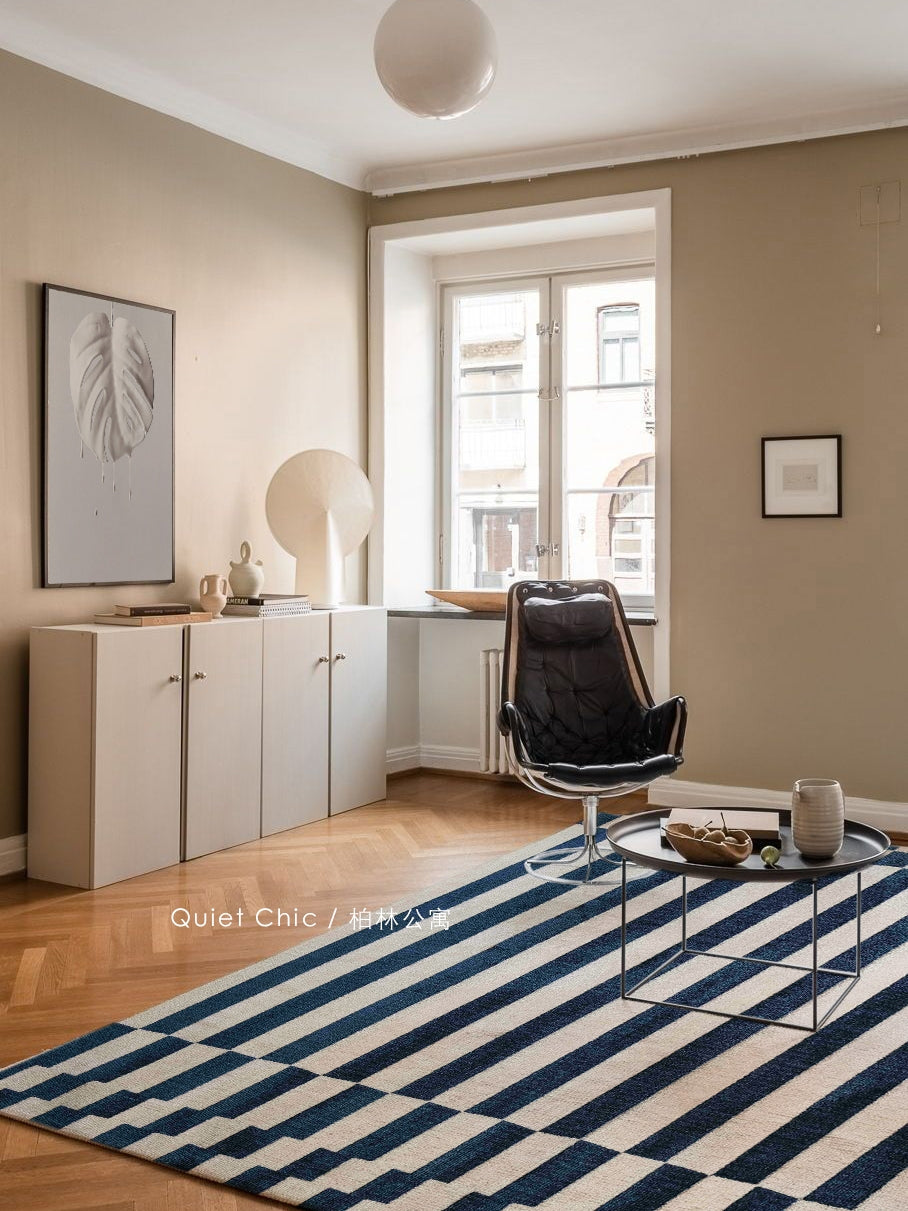 CP102 - FEND* Berlin Blue "Rising Step by Step" Stylish Striped Carpet Four Seasons Available Living Room Large Carpet