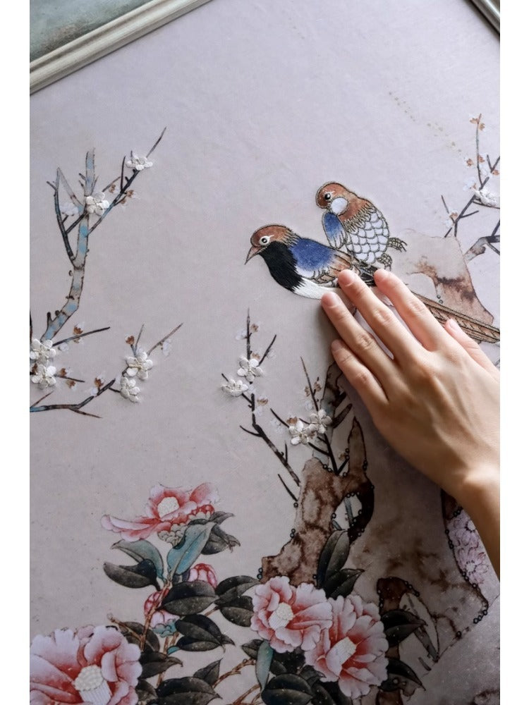 AH170 - 3D Embroidery "Joyful" New Chinese Living Room Bedroom Wall Art