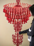 AH139 - Italian Gem Red Hand-Painted "Crystal Chandelier" Artwork