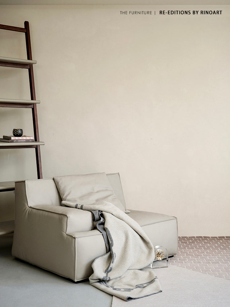 CH050 - Italian B@xter Sofa: Glacier Grey, Modular Configuration, Leather Finish