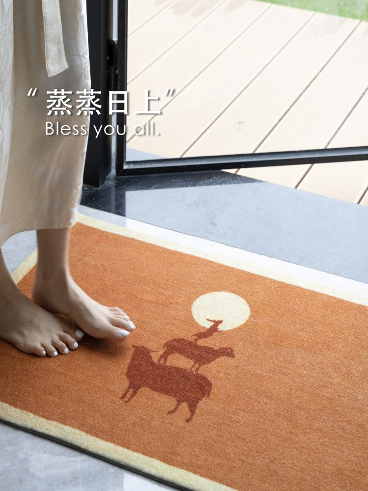 CP117 - Loro Pian@ Quiet Luxury Series "Prosperity" Suede Orange Living Room Carpet Entrance Mat