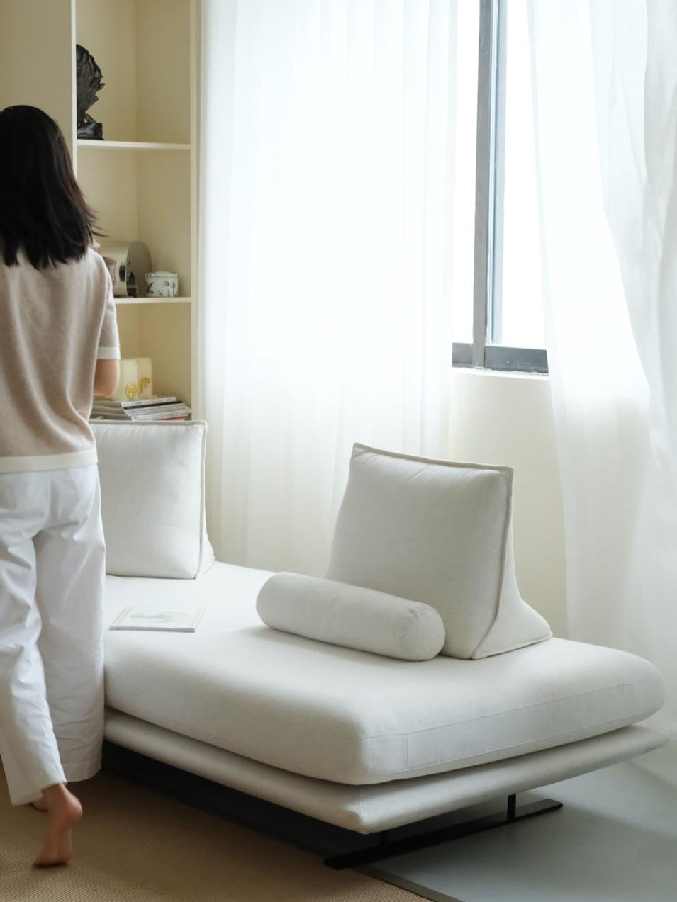 CH060 (Three Seats) - Moveable Backrest: French "Artistic Series", Modular Sofa, Multi-functional
