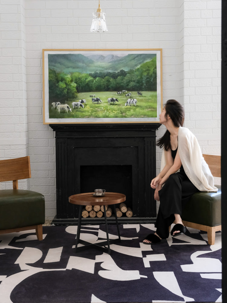 CP047 - Black and White Carpet "Black Fur" British Vintage Mansion Dome Rhino Life Living Room Bedroom Geometry