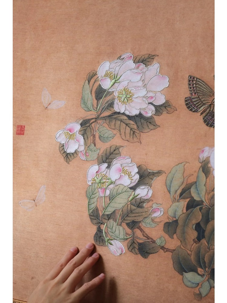AH172 - 3D Embroidered Butterfly "Spring Is Coming" Antique Frame Art