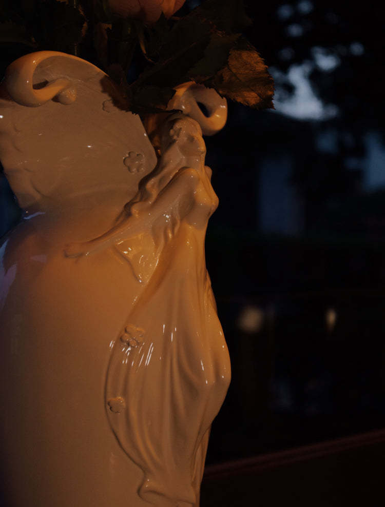 DC181 - AstierdeVillatt* Series Embossed Vintage Artifact "Lily Goddess" Pearl Glaze Vase Decoration