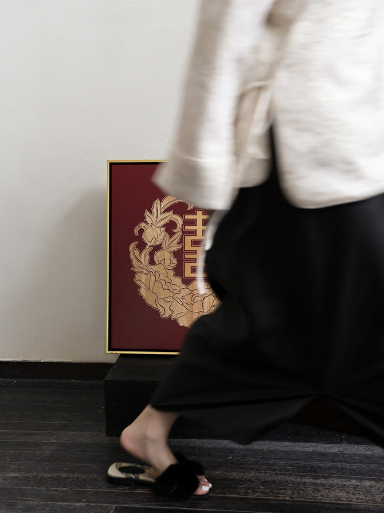 AH226 - Hand-carved Yellow Poplar Wood Painting "Joyful Encounter" Newlywed Housewarming Gift