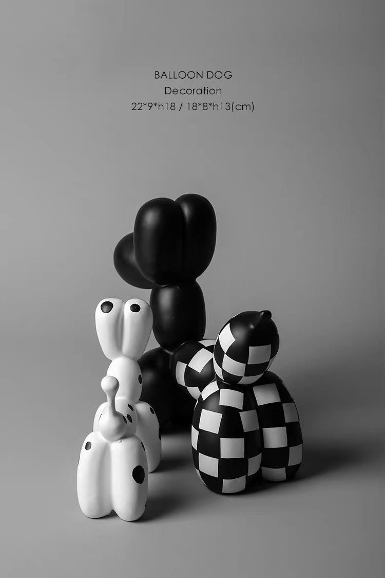 DC134 (Set) - "Accompany" series Jeff Koons checkerboard balloon dog study paperweight home ornament housewarming