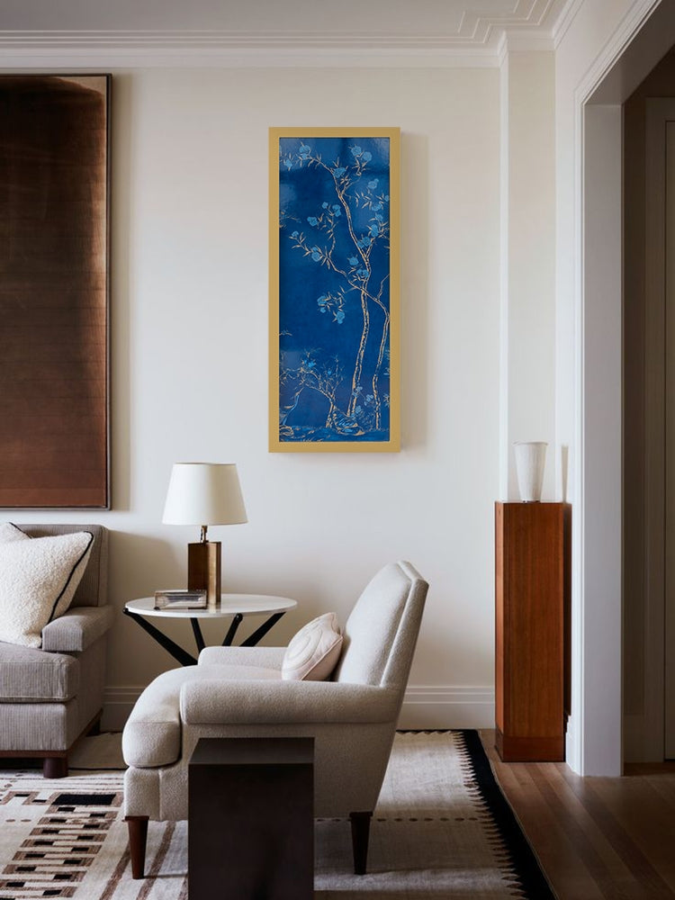 AH239 - Oriental Vintage Hand-Painted Gilded Wall Art, Gold Leaf Decor