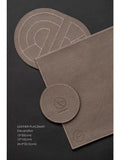 DC078 (Set) - Calfskin Elephant Gray Outer Stitching Dining Mat Table Mat Cup Mat Tea Tray (Set of Three)