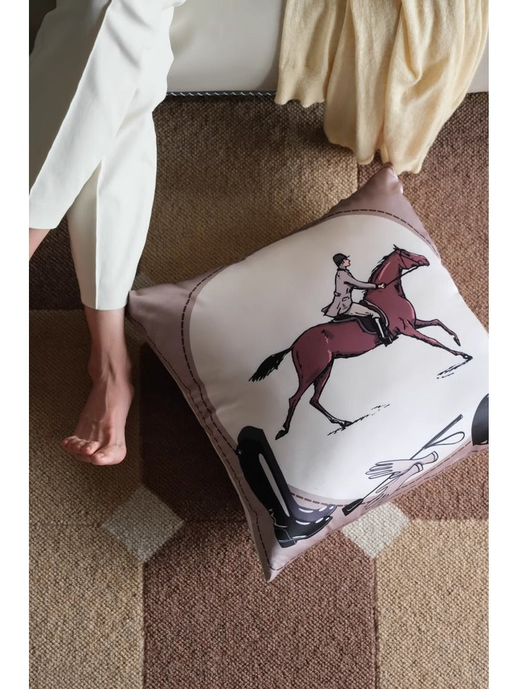 BD054 - Silk Feel "Royal Racehorse" Pillow: Rare Gray Pink