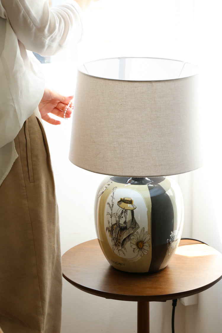 LA030 - Italian G@cciDécor Entrance Lamp Table Lamp Soft Light Linen Lampshade Bedside Lamp