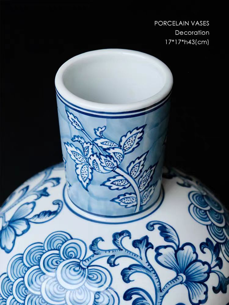 DC089 (Blue) - "Fengrun Home" Light Blue Porcelain Vase Flower Arrangement Entrance Living Room Study New Chinese Style Decoration