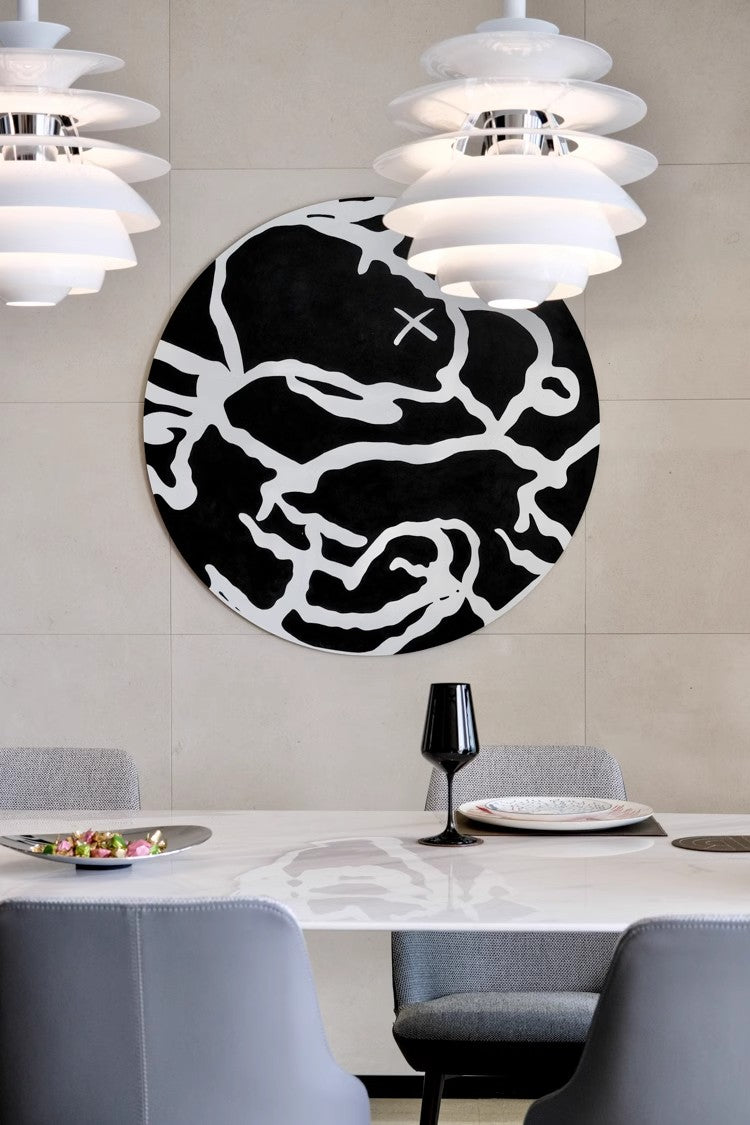 AH142 - Stylish Dining Room Art "Black and White Coordinates" Abstract